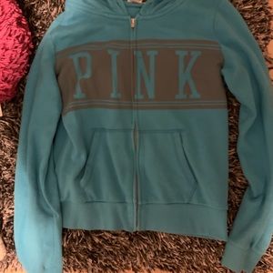 Blue and gray zip up Victoria’s Secret hoodie